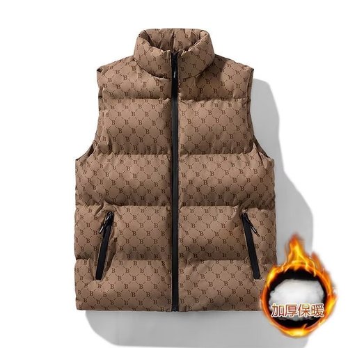 Couple's Down & Cotton Vests for Autumn/Winter, Unisex, Thickened Sleeveless Outerwear, Trendy Loose Back Vests, Thick Warm Jackets