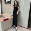 Tassel hollow waist improvement qipao temperament slim fitting formal dress long skirt