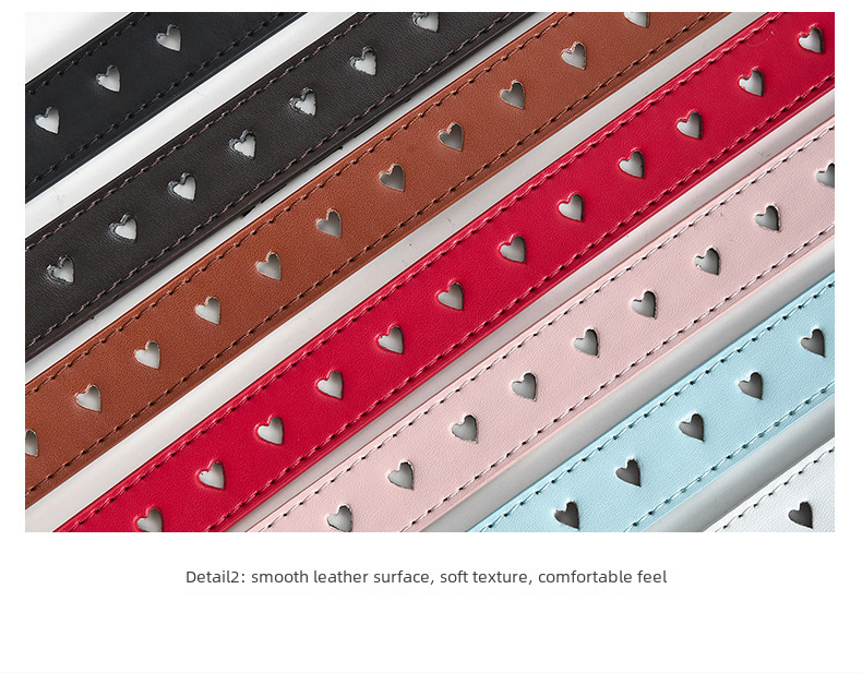 Children's peach buckle simple fashion women's belt love hole hollow decoration women's dress belt wholesale_voghion.com