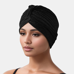 Amazon Best Selling New Gold Shiny Polyester Sports Casual Indian Headscarf Hat Middle Eastern Headwear