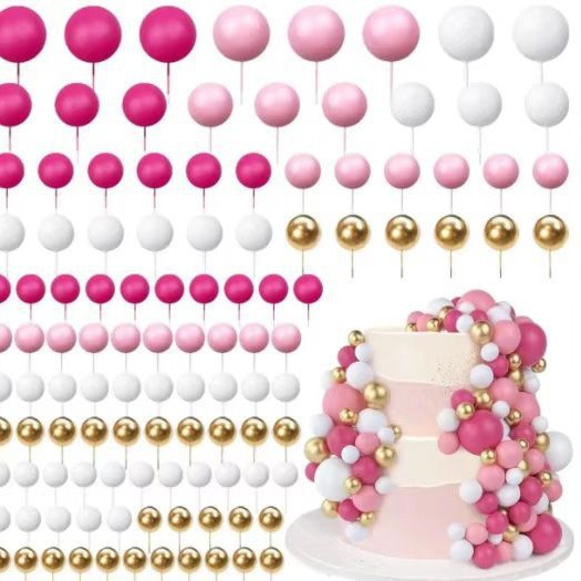 跨境爆款混装蛋糕装饰金球银球彩球 烘焙装饰球 生日派对插件摆件