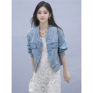 Women's Denim Jacket Spring and Autumn 2025 New Design Niche Retro Hong Kong Style Fur Collar Short Jacket Trendy Top