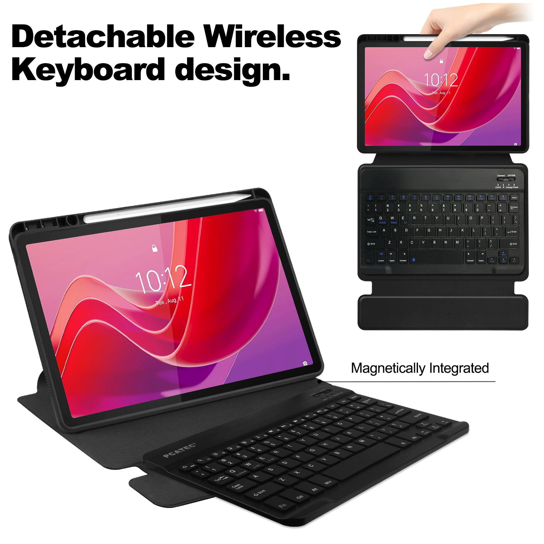 Подходит для Lenovo Xiaoxin Pad 2024 защитный чехол с Bluetooth-клавиатурой для Lenovo Tab M11, кожаный чехол с вращением на 360°