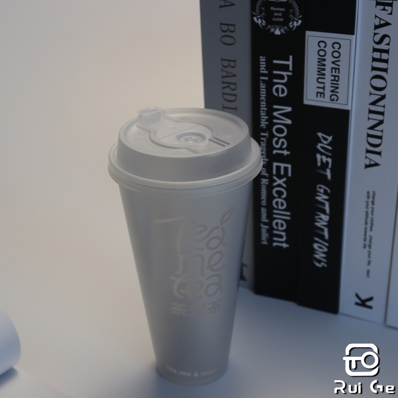 一次性膜内贴90口径金属银色防烫加厚注塑杯PP奶茶商用批发