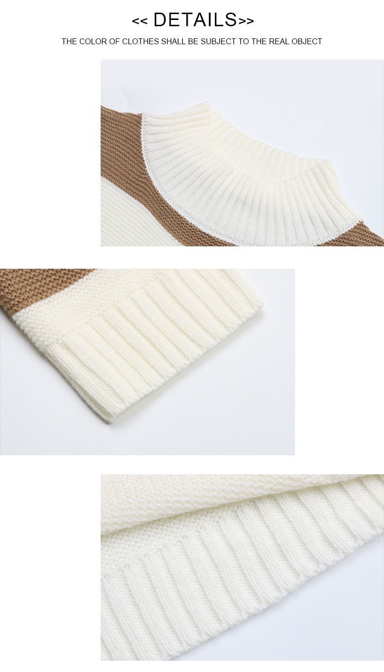 Abiti maglione larghi a maniche lunghe a righe kaki_voghion.com