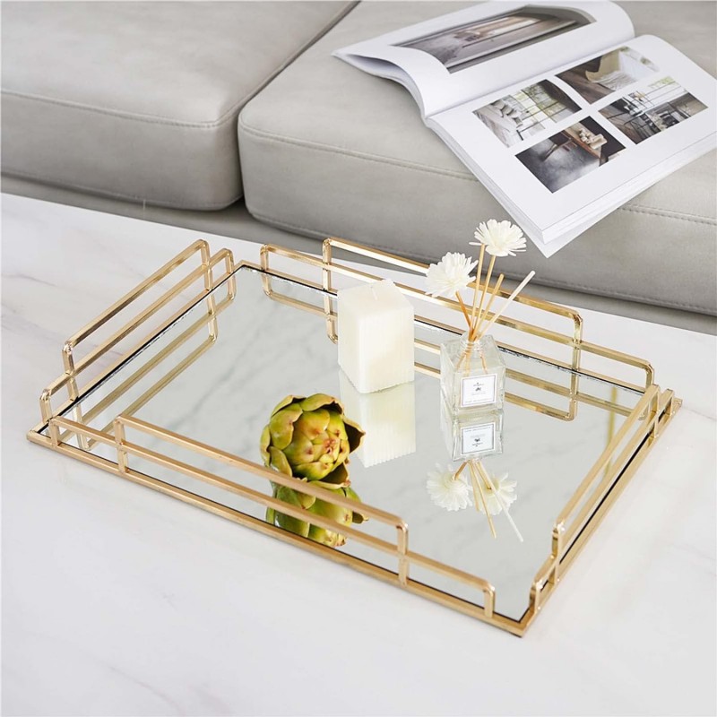 Bandeja de Servicio para Mesas de Centro, Decoración Rectangular de Lujo Ligero para Salón image 3