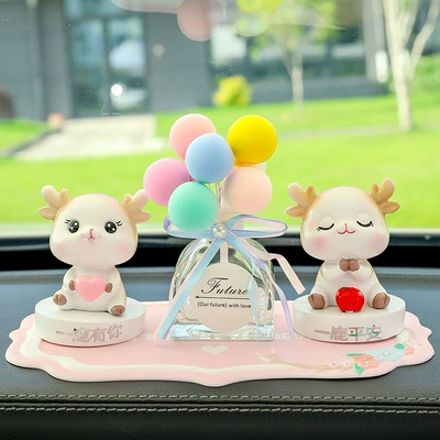 Car ornaments: Center Console Decorations Car Decoration - ping-an-have-you-balloon-aromatherapy-sit-pink-flower-pad