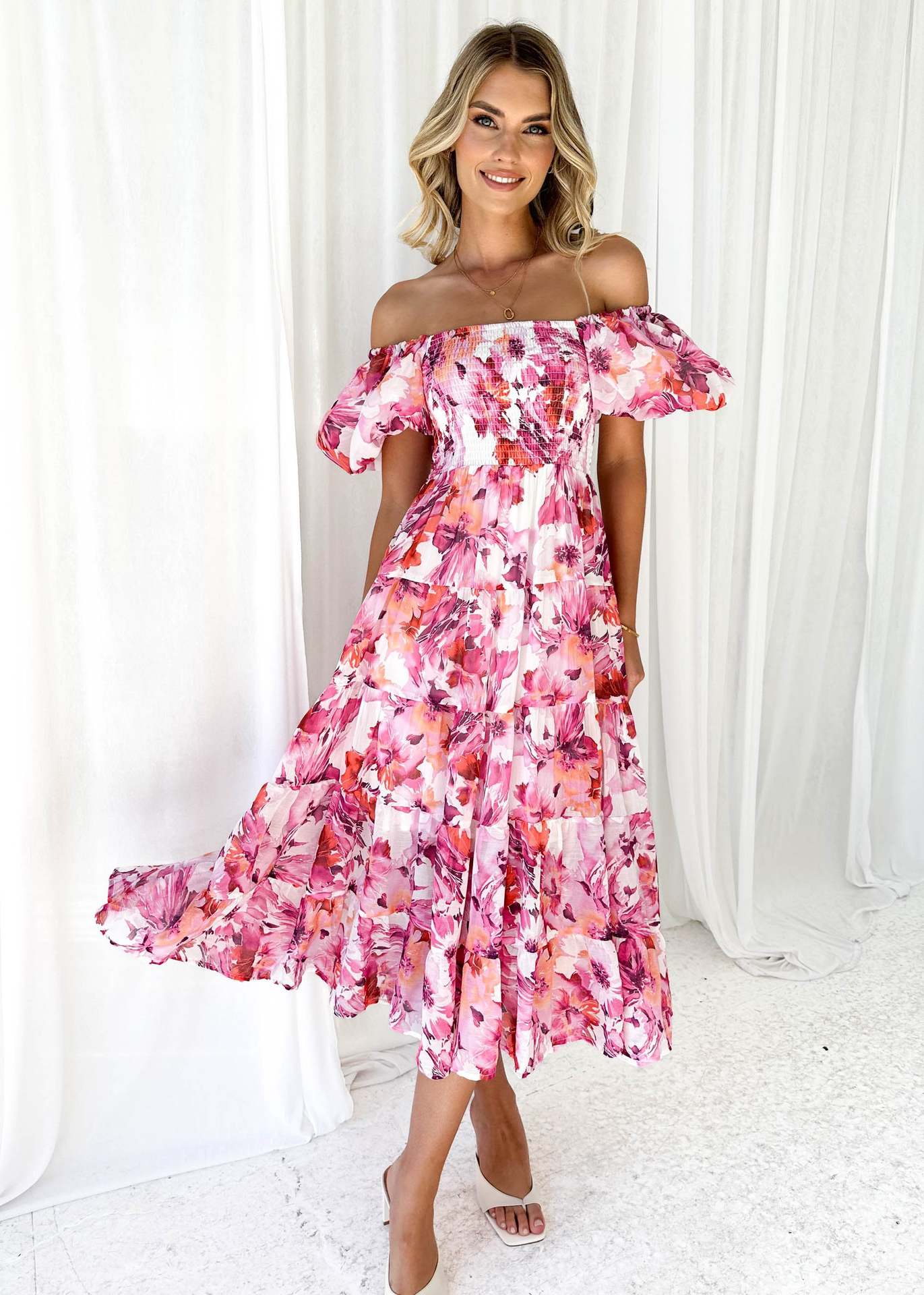 Women's Regular Dress Elegant Classic Style Boat Neck Short Sleeve Flower Maxi Long Dress Travel Daily display picture 47