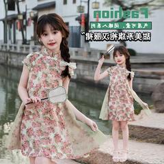 Girls' Skirts, Women's Cheongsam, Children's Floral Dress, Summer A-line Skirt for Girls