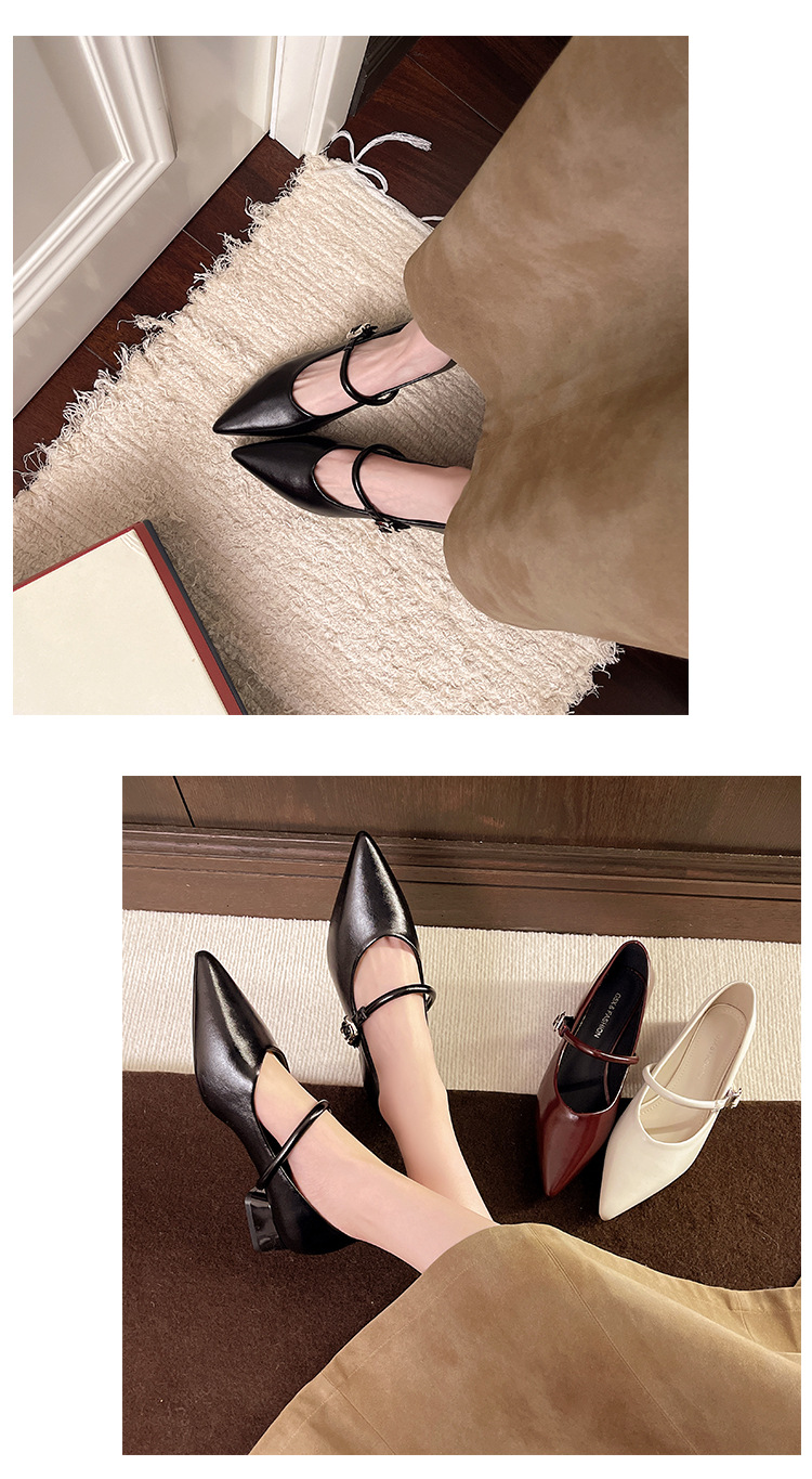 Damen Mary Jane Schuhe Mit Blockabsatz Rote Spitzschuhe_voghion.com
