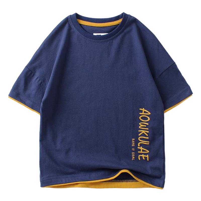Verano estilo coreano nueva ropa para niños camiseta para niños media y grande marca de moda de algodón para niños impresa Top Camiseta de manga corta para niños al por mayor