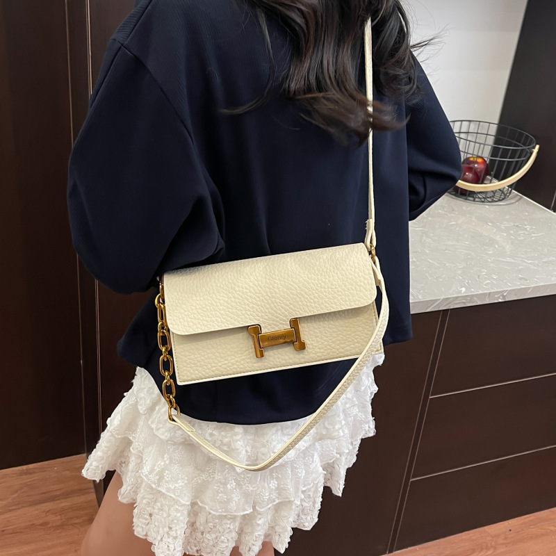 时尚H扣链条包包女包秋冬新款单肩斜挎女包高级感质感腋下小方包|undefined
