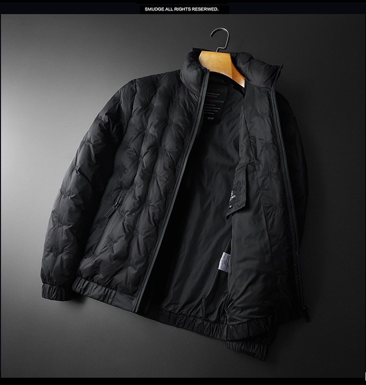 Men's Clothing fashion brand white duck Silk cotton jacket men 2023 winter new embroidery warm stand collar men's large size Silk cotton jacket_viptrois.com
