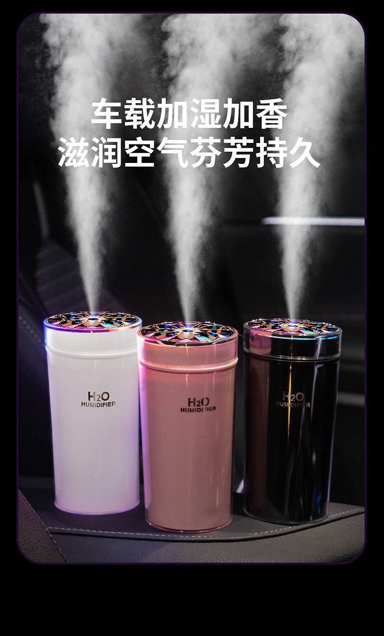 炫彩加湿器小型桌面家用车载香薰机迷你创意礼品补水仪Humidifier详情6