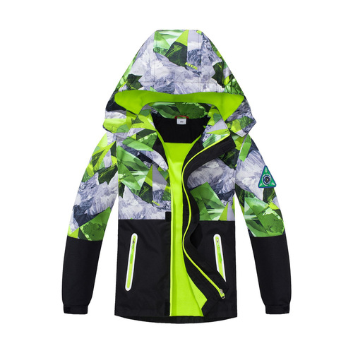 Boys' Outdoor Waterproof Warm Breathable Children's Windbreaker Zipper Jacket Reflective Warning Wind Coat Jacket Color-Matching Camouflage