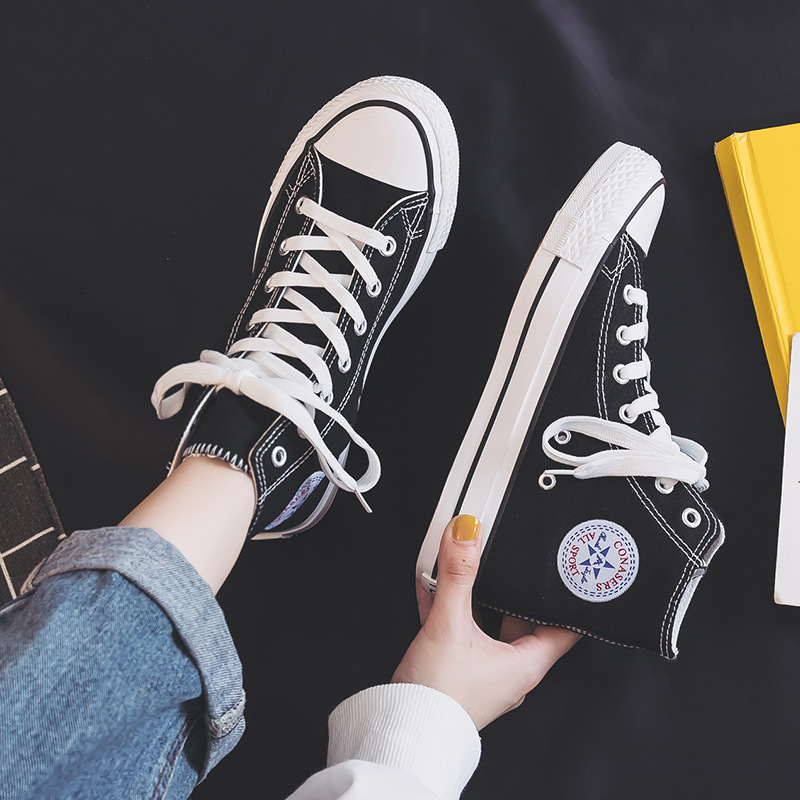 High-top canvas shoes for women 2023 Spring and Autumn new student Korean style couple fashion Harajuku men's shoes comfortable ins board shoes