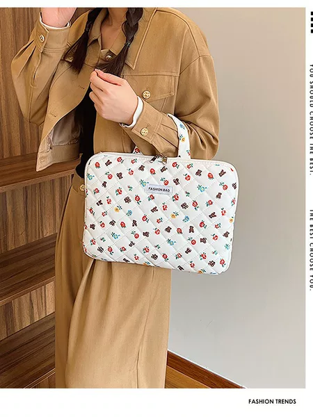 Korean Cute Bear Pattern Ipa Tablet Bag Fleece-Lined Liner Bag New Satchel Laptop Bag Export