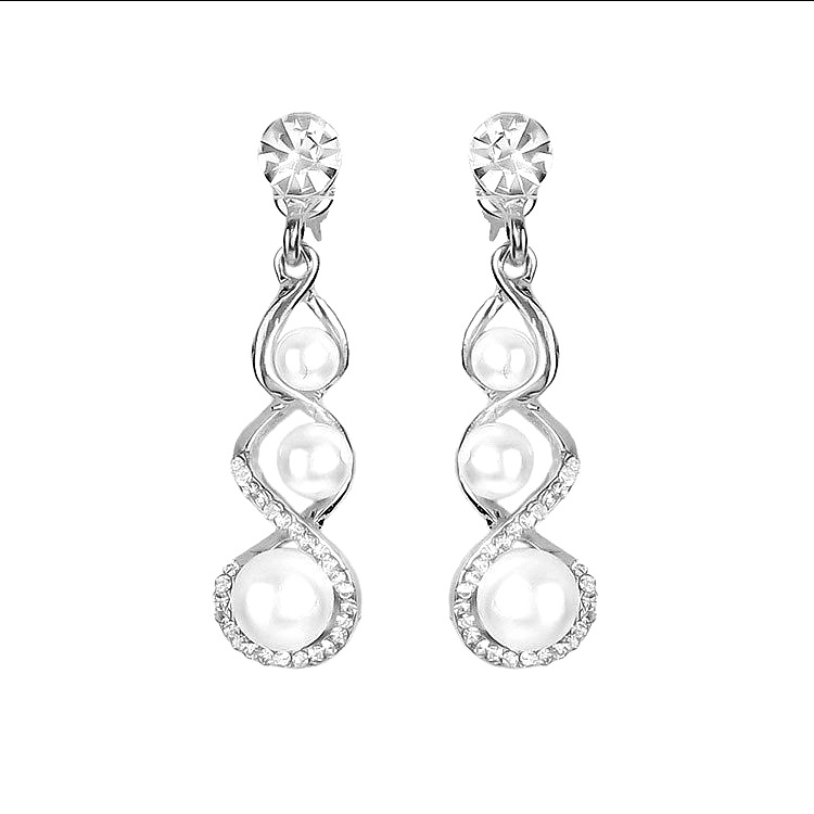 Suministro transfronterizo de Europa y América traje de joyería elegante collar de novia creativa Cruz diamante perla pendientes de dos piezas conjunto de decoración