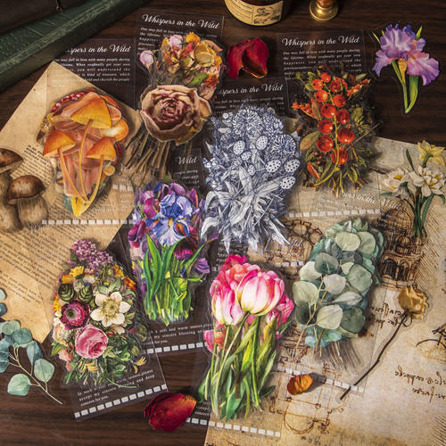 Good Day Sticker Material Pack Wilderness Secret Plant Flower DIY Handbook Material Elevator Decoration Sticker