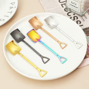 304 Stainless Steel Creative Shovel Spoon Watermelon Shovel Spoon Engineer Shovel Retro Dessert Ice Cream Spoon