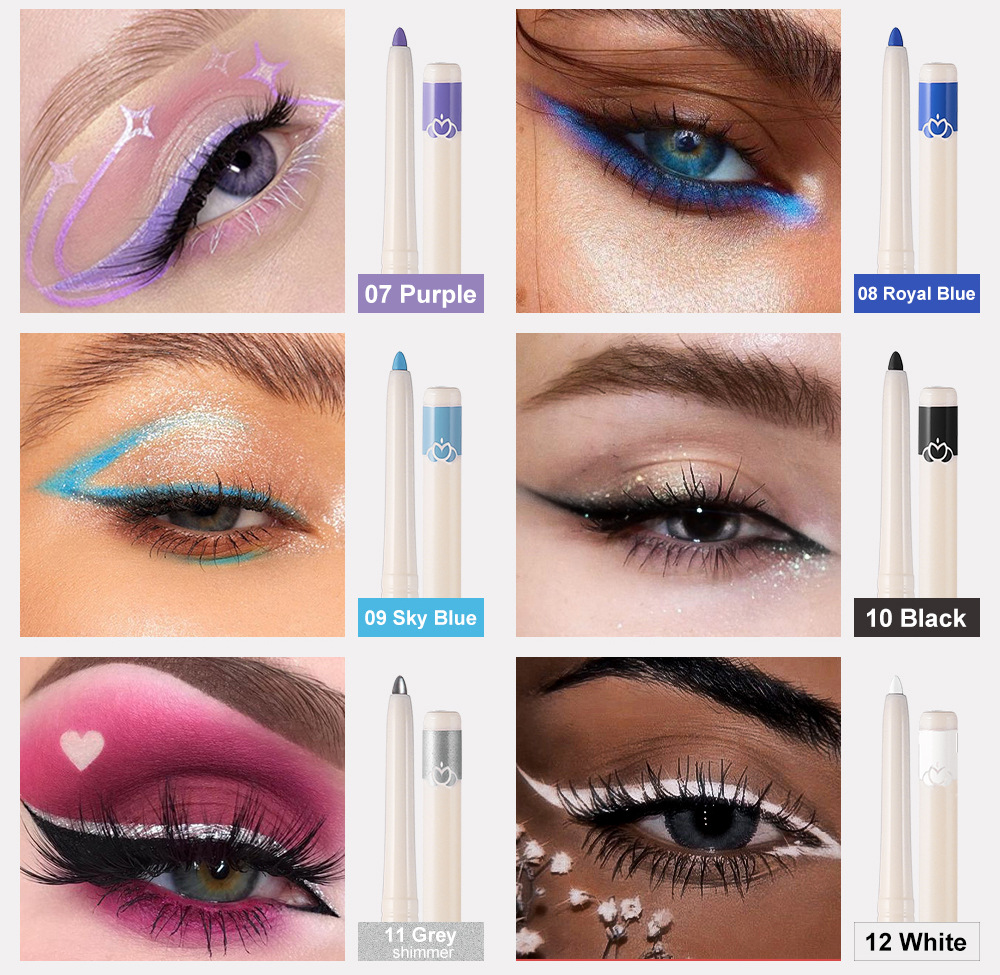 YOUNG VISION 12-piece box eyeliner gel pen is not easy to smudge eyeliner gel pen, colored eyeliner gel pen undefined