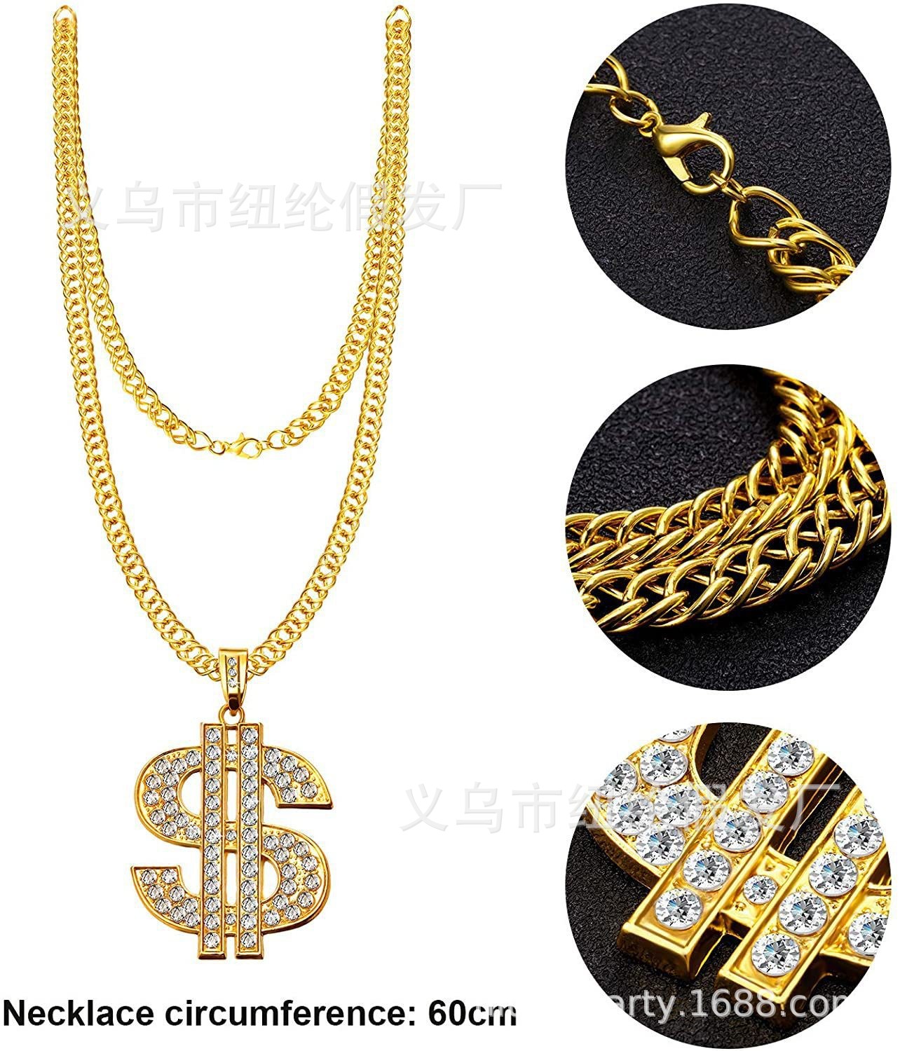 Los hombres europeos y americanos oblicuo Bangs niños rendimiento apoyos US dólar collar anillo de radio larga recta pelo etapa rendimiento del reloj