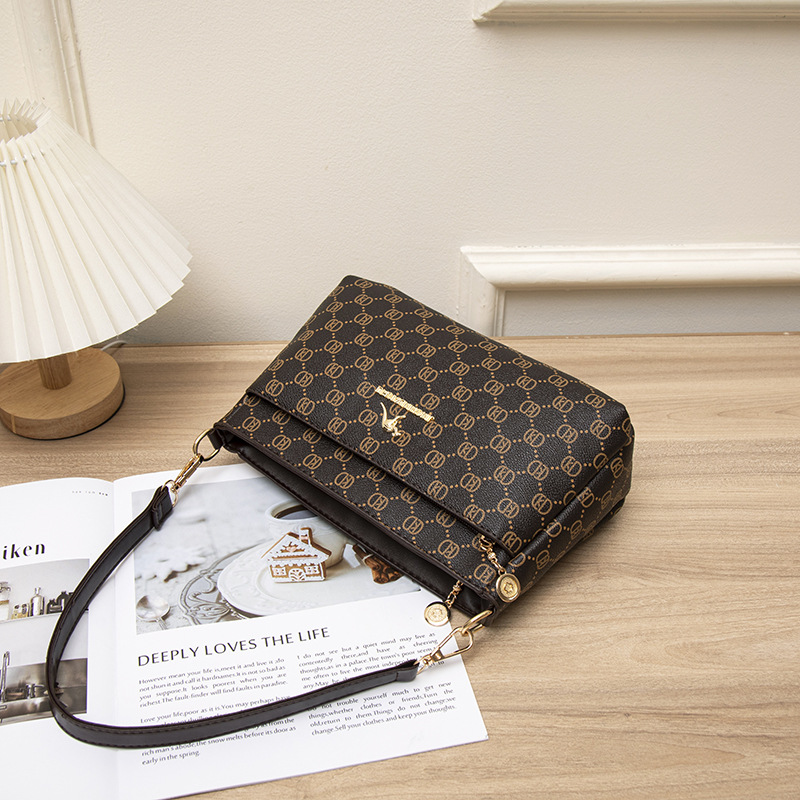 千姿狐新款跨境外贸女士包包气质简约手提包大容量印花单肩斜挎包