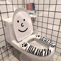 日系かわいい猫の爪トイレマット家庭用粘着式便器座布団リング冬のぬいぐるみトイレ座布団座布団セット
