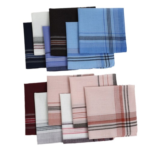 Classic Men's Polyester Sweat Absorbent Checkered Handkerchief Vintage Thin Handkerchief Elderly Adults Women Sweat Cloth