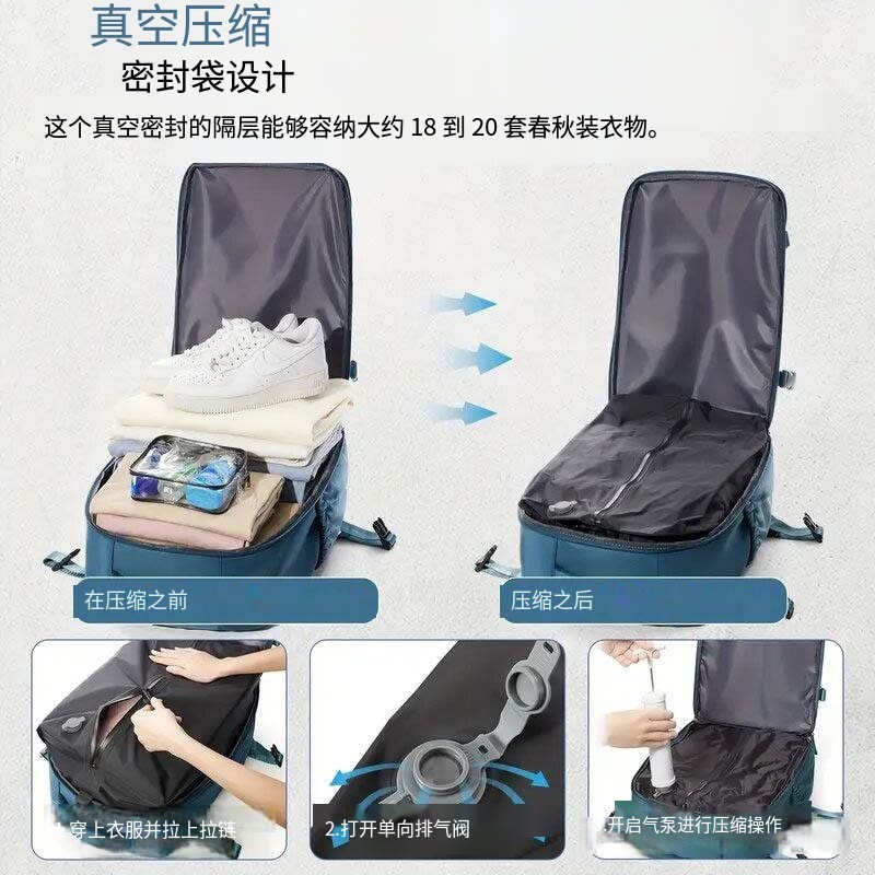 Nuevos productos transfronterizos mochila de negocios de gran capacidad unidireccional bolsa de vacío compresible multicapa de almacenamiento mochila de computadora