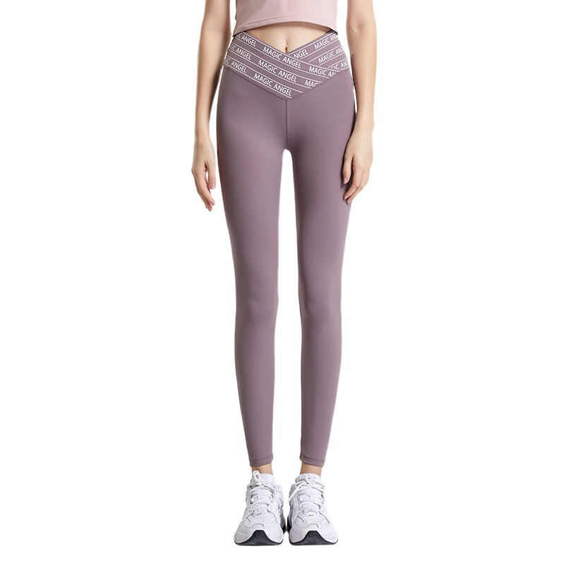 2024 primavera y verano nueva impresión cruzada yoga Barbie Pantalones mujer cintura alta cadera levantamiento adelgazamiento apretado deportes fitness Pantalones
