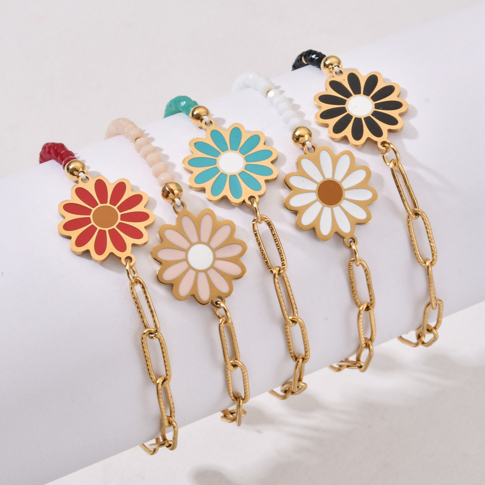 8g Weight Bohemian Flower Stainless Steel Bracelets