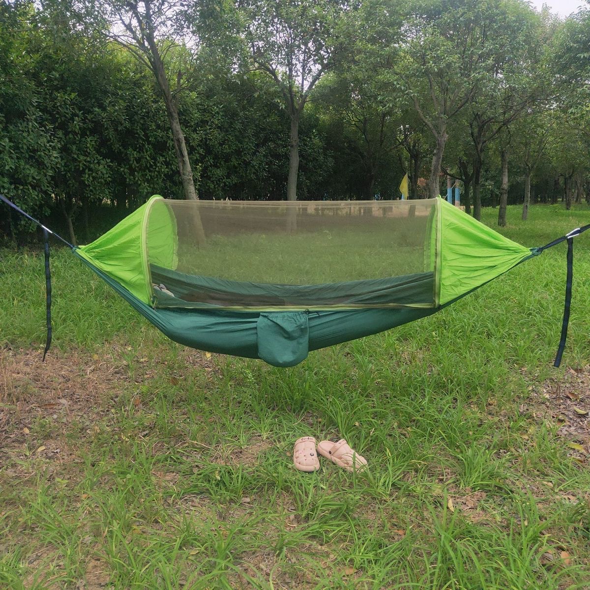 Automático de apertura rápida con mosquiteros hamaca al aire libre simple y doble tela de nylon barra de campamento anti-mosquitos tipo de suspensión image 10