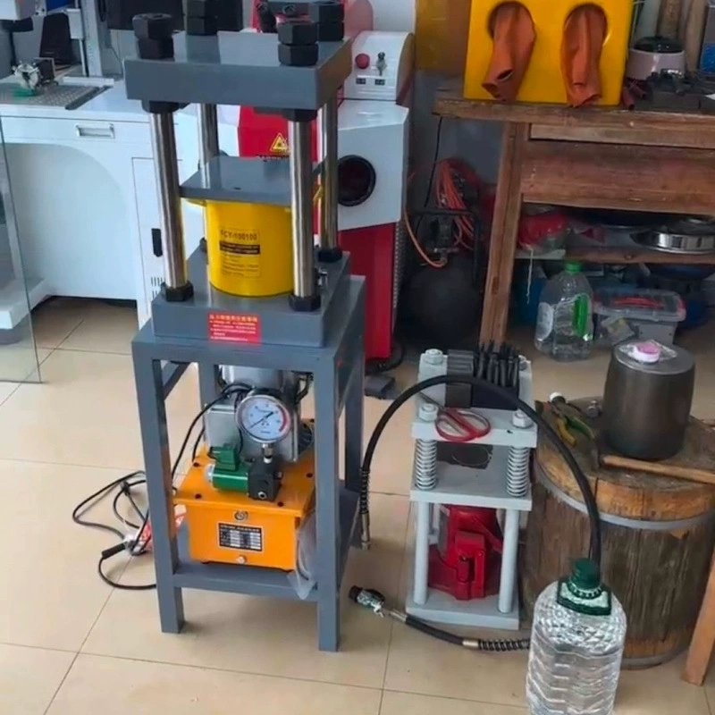 Небольшой гидравлический пресс домкрат лабораторный четырехколонный торт золотое и серебряное ювелирное изделие из стальной пленки пресс-машина обратная сила рама