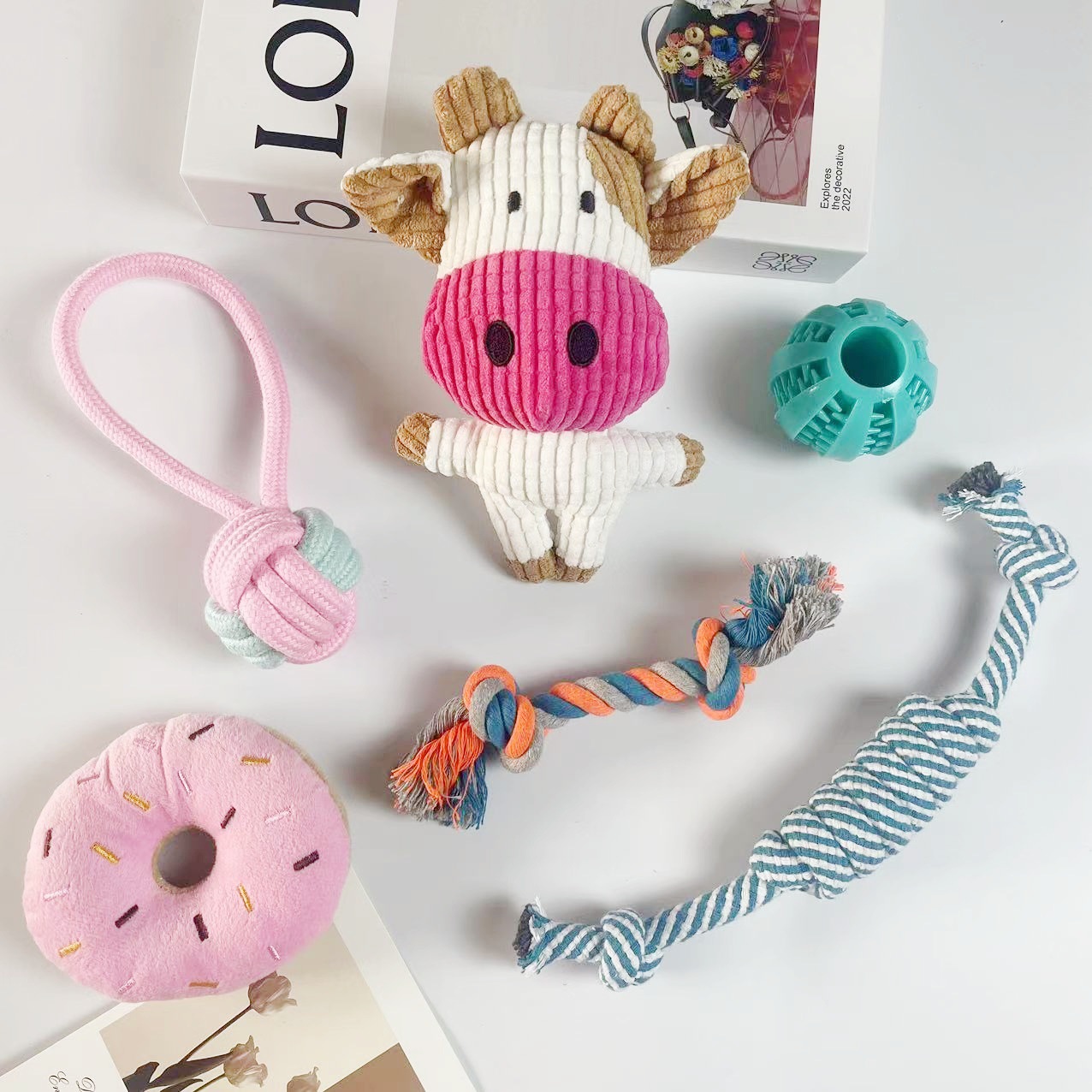 Amazon venta caliente juego de juguetes de mascotas resistente a la mordida juguetes de cuerda de algodón de molienda de dientes cuerda de limpieza de dientes juguetes de perros al por mayor