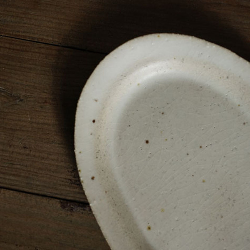 Btv4 Hexia Oval Folded Flat Plate Handmade Pottery Food Utensils Stoneware