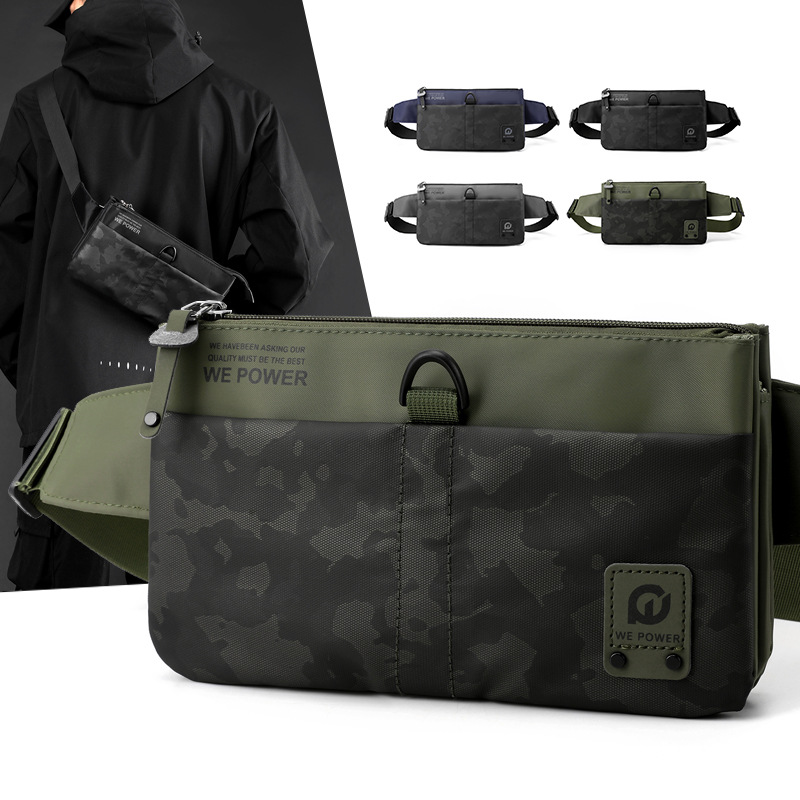Cross-border Men's Functional Sports Trendy Brand Lightweight One-shoulder Small Bag Street Trendy Hip-hop Camo Crossbody Bag Small Square Bag