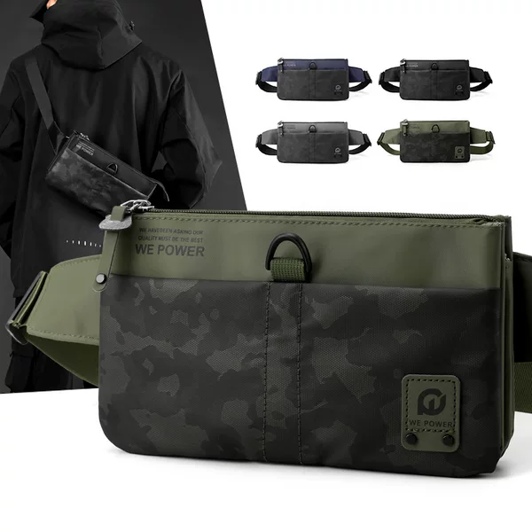 Cross-border Men's Functional Sports Trendy Brand Lightweight One-shoulder Small Bag Street Trendy Hip-hop Camo Crossbody Bag Small Square Bag