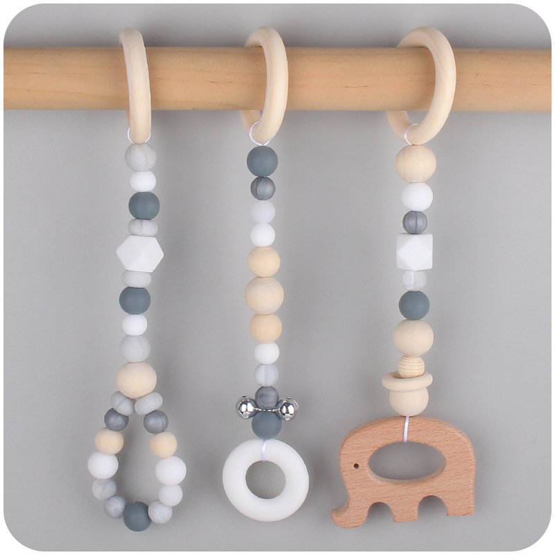 Suministros para bebés animales Beech teether colgante de tres piezas para niños educación temprana sonajero juguete decoración de la habitación del bebé Accesorios