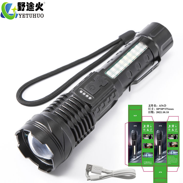 Cross-border P50 nueva linterna láser blanco TYPE-C incorporada de carga con el sostenedor de la pluma Pantalla de energía linterna de tiro largo