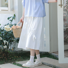 实拍 2023夏季新款韩版设计感A字裙小清新学生白色半身裙仙女裙子