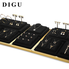 狄古飾品展示架首飾展示台耳環戒指托盤項鏈金屬邊框櫃台陳列道具