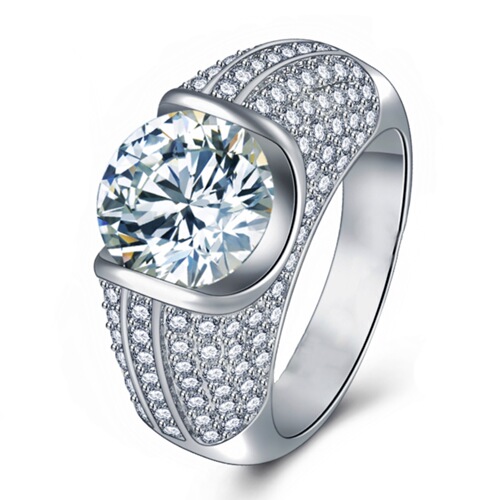 Luxurious high-end full diamond group set with 5 carat eight hearts and eight arrows zircon ring diamond ring platinum imitation moissanite wedding ring