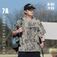 夏新作グラフィティメンズ半袖Tシャツルーズカジュアルトップスメンズ楽しいプリントトレンディブランド抗菌デザイン