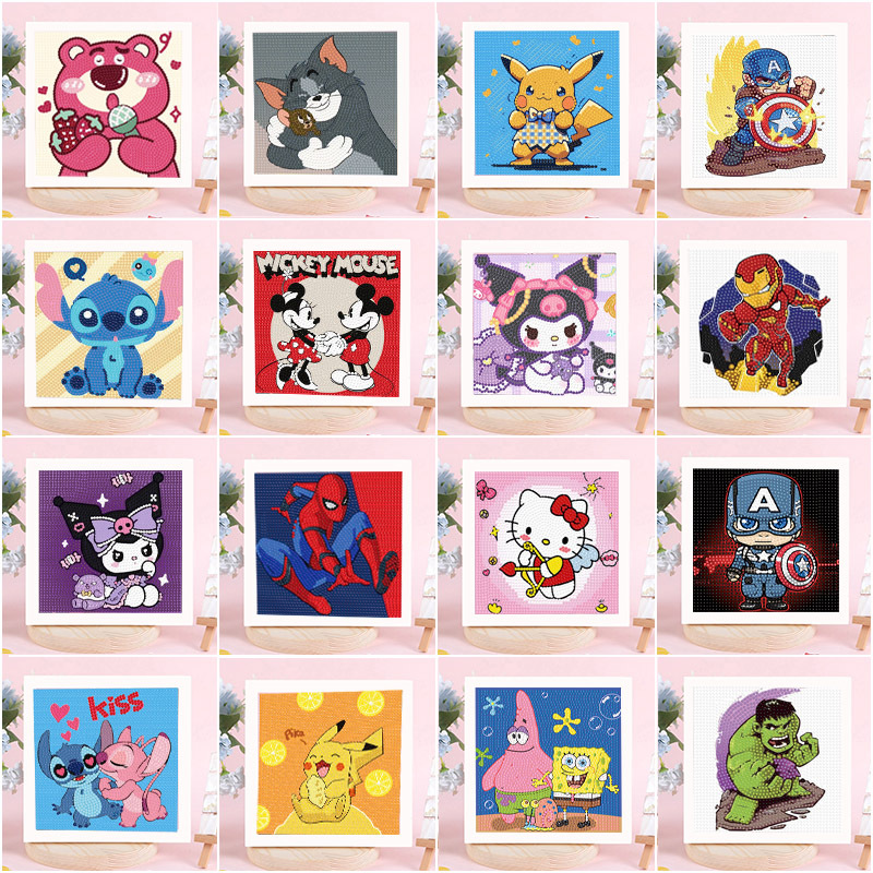 新款动漫库洛米kt猫钻石画带框儿童手工diy益智玩具礼物摆摊批发