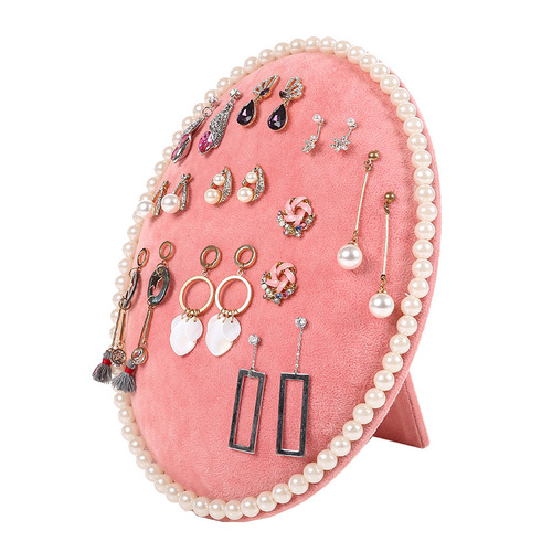 Oval pearl board earring rack home wall hanging earrings storage jewelry rack necklace display rack ear stud jewelry rack