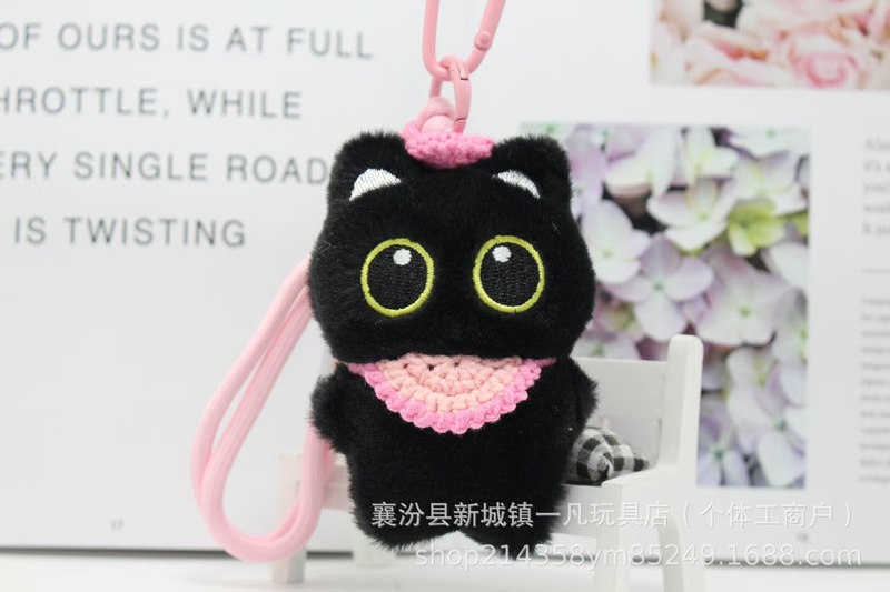 ペンダント小黒猫ins風掛け飾り漫画バッグぬいぐるみアイデアキーキーボタン口水巾ドーパミン|undefined