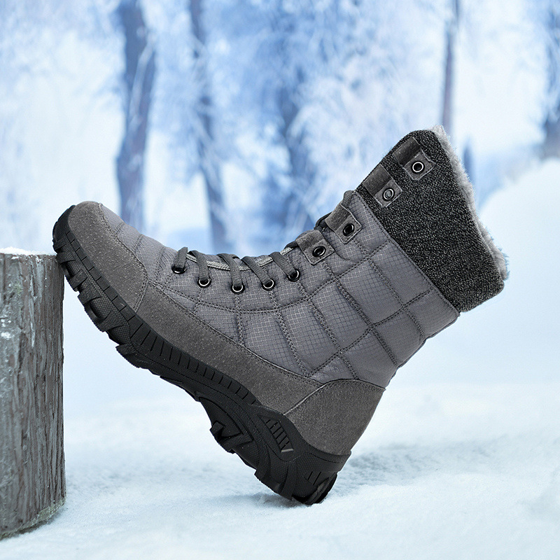 2024 Invierno nuevas botas de nieve forradas de lana de los Hombres Calientes de moda zapatos de los hombres de alta superior montañismo al aire libre engrosada de los hombres de algodón acolchado zapatos