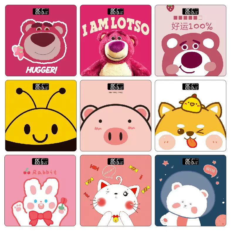 厂家批发LOGO秤人体秤电子称家用体重秤猪猫卡通体重健康秤可定制