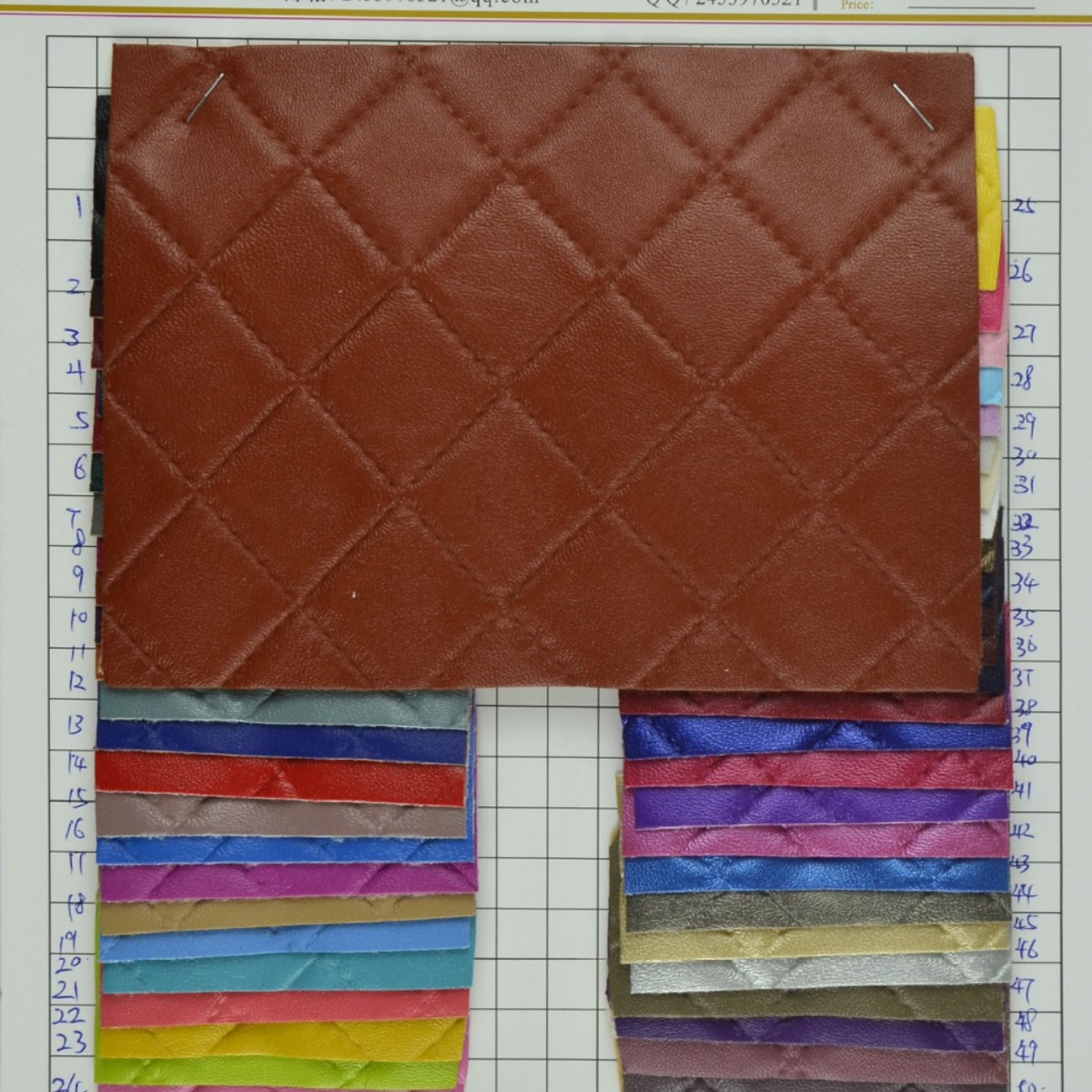 鼎茂皮革PU压花皮革仿绣花大菱格羊仔纹箱包人造合成革厂DM-2134